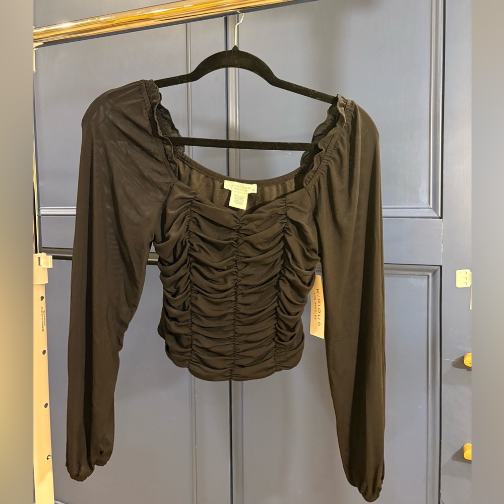 Black Mesh Long Sleeve Top - NWT